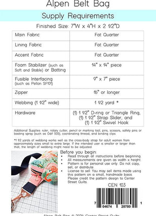 Alpen Belt Bag Pattern
