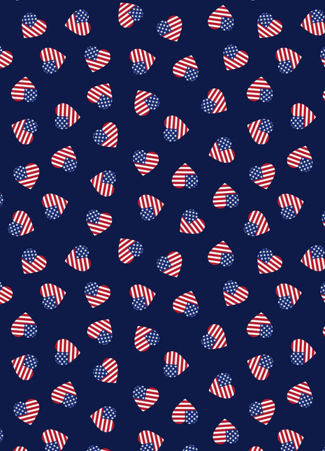 American Hearts on Dark Blue